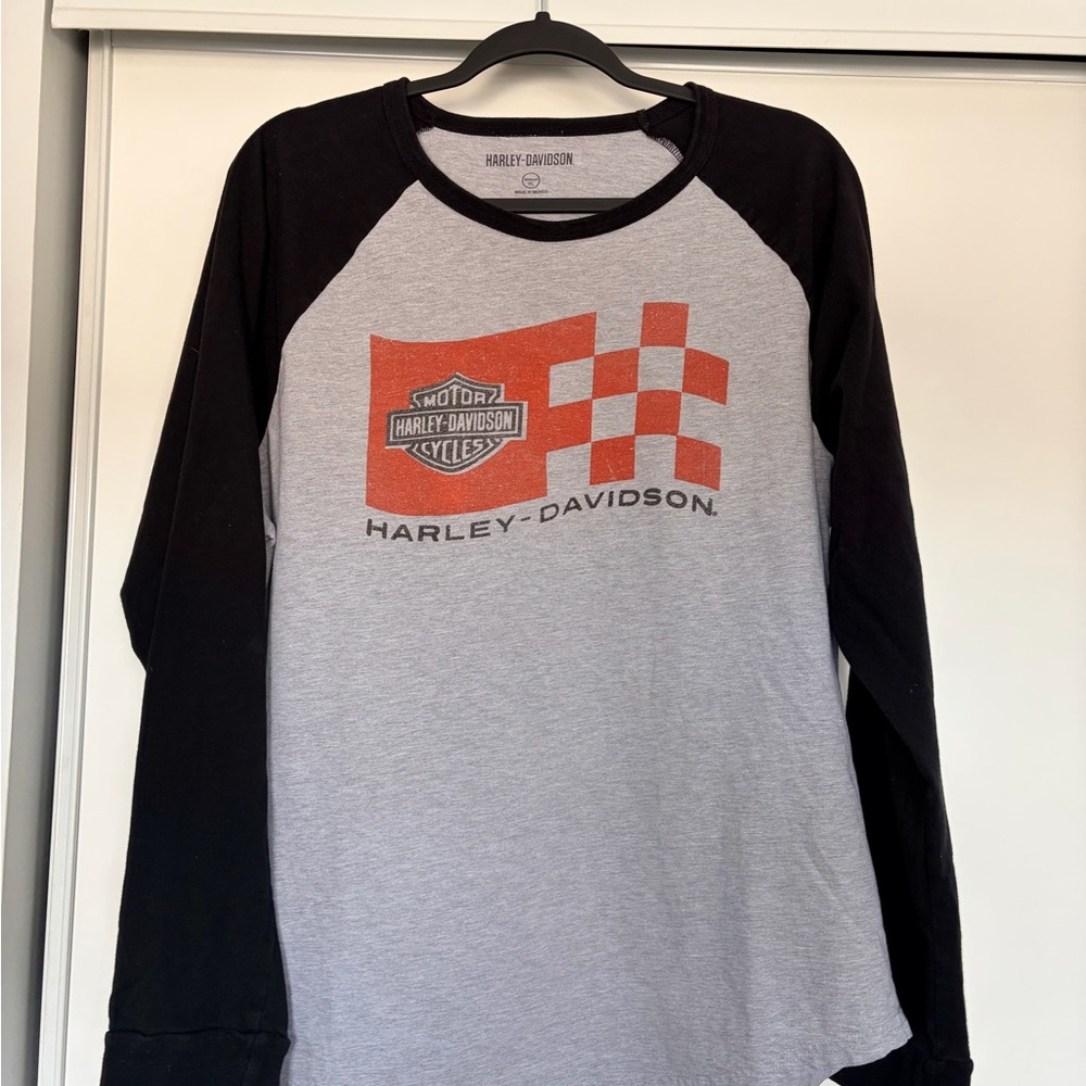 Harley-Davidson Black & Gray Crew Neck Tee with Subtle Logo